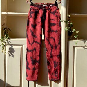 Closed Women’s 28 Red|Black Relaxed Stretch Pants Made in Italy